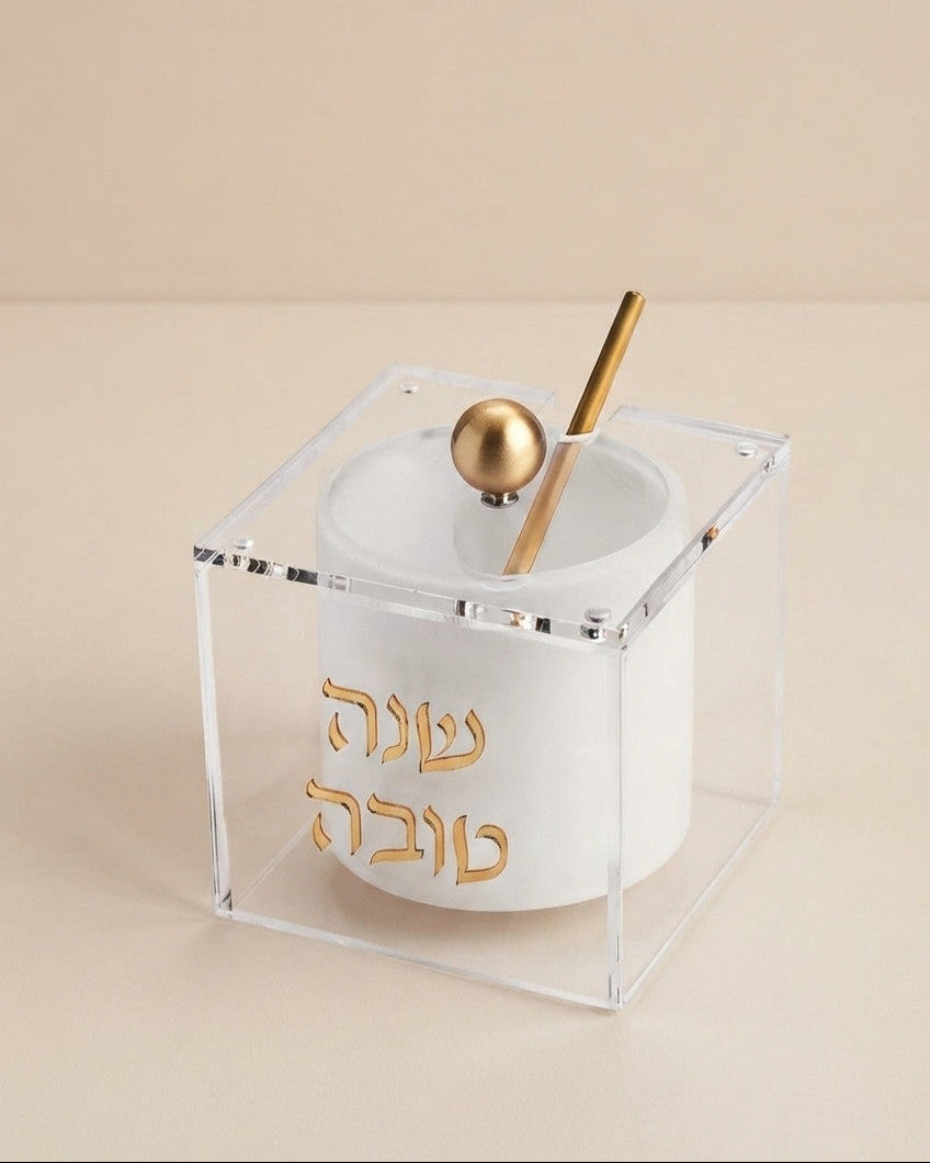 כלי לדבש מהודר אקריליק גוון זהב