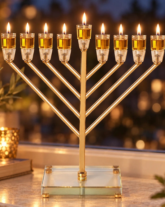 חנוכיה מתכת מהודרת חב"ד