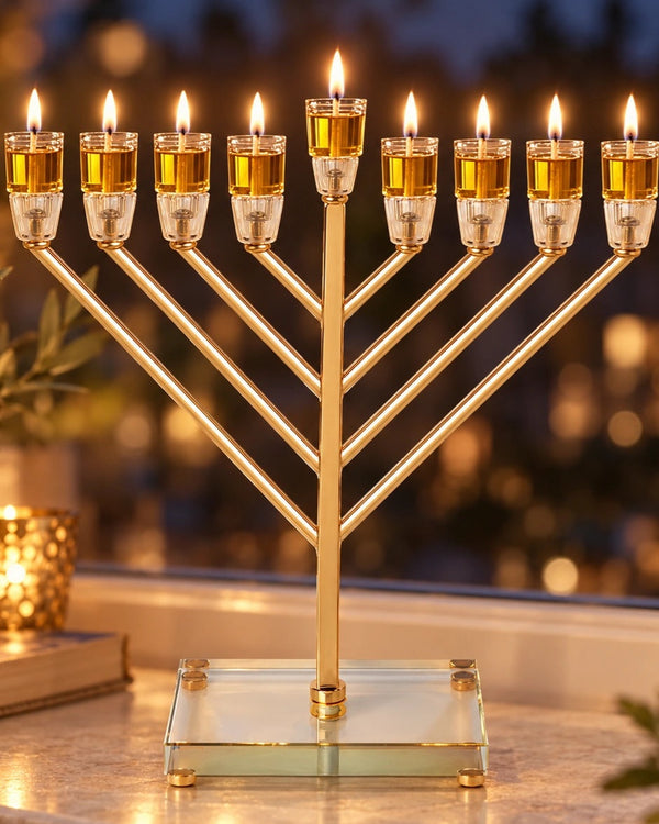 חנוכיה מתכת מהודרת חב"ד