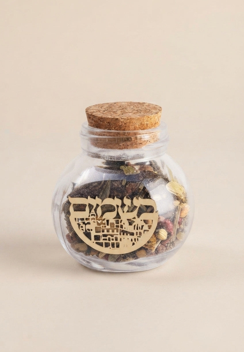 כלי בשמים זכוכית עם תערובת פרחים