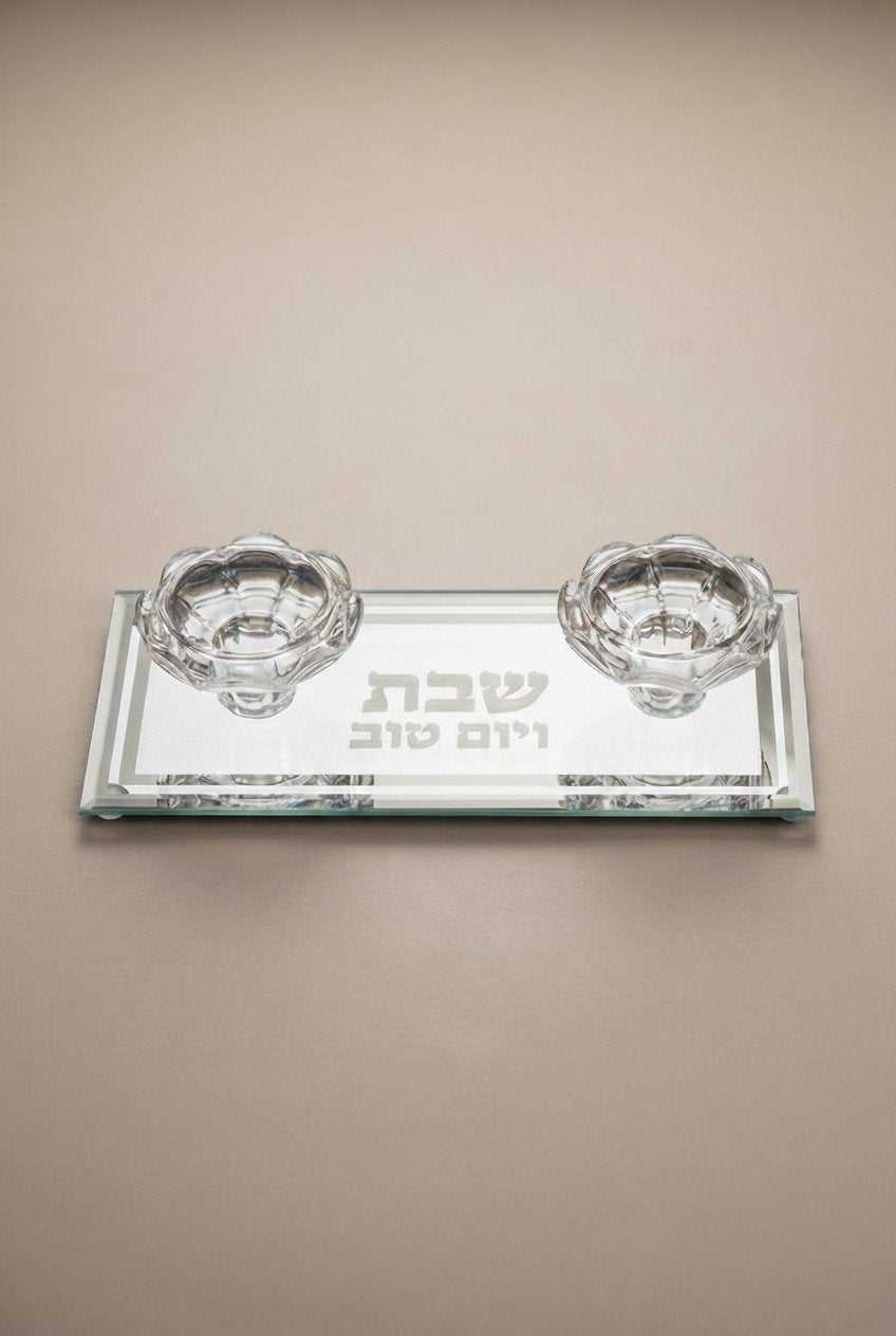 מגש פמוטים מהודר מזכוכית