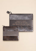 סט טלית תפילין דמוי עור וקטיפה יברכך אפור