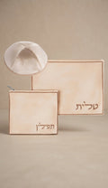 סט טלית תפילין כיפה קטיפה חריטת לייזר טלית תפילין