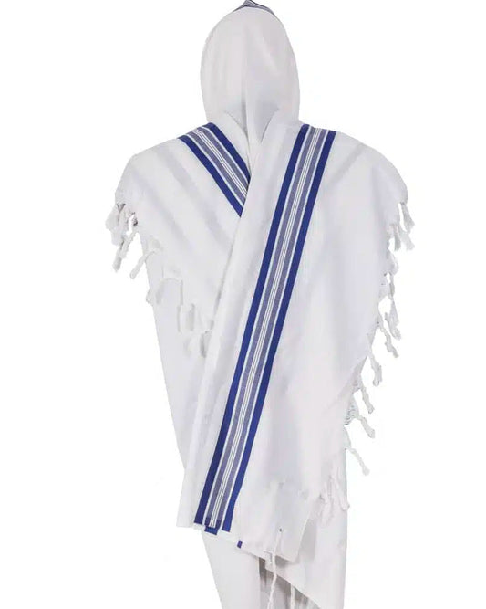 טלית תשבץ – כחול-מבריק-כסף