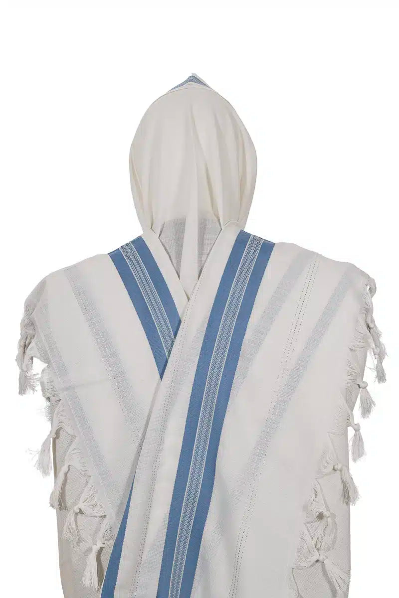 טלית שחרית – כחול שמיים -מבריק-כסף