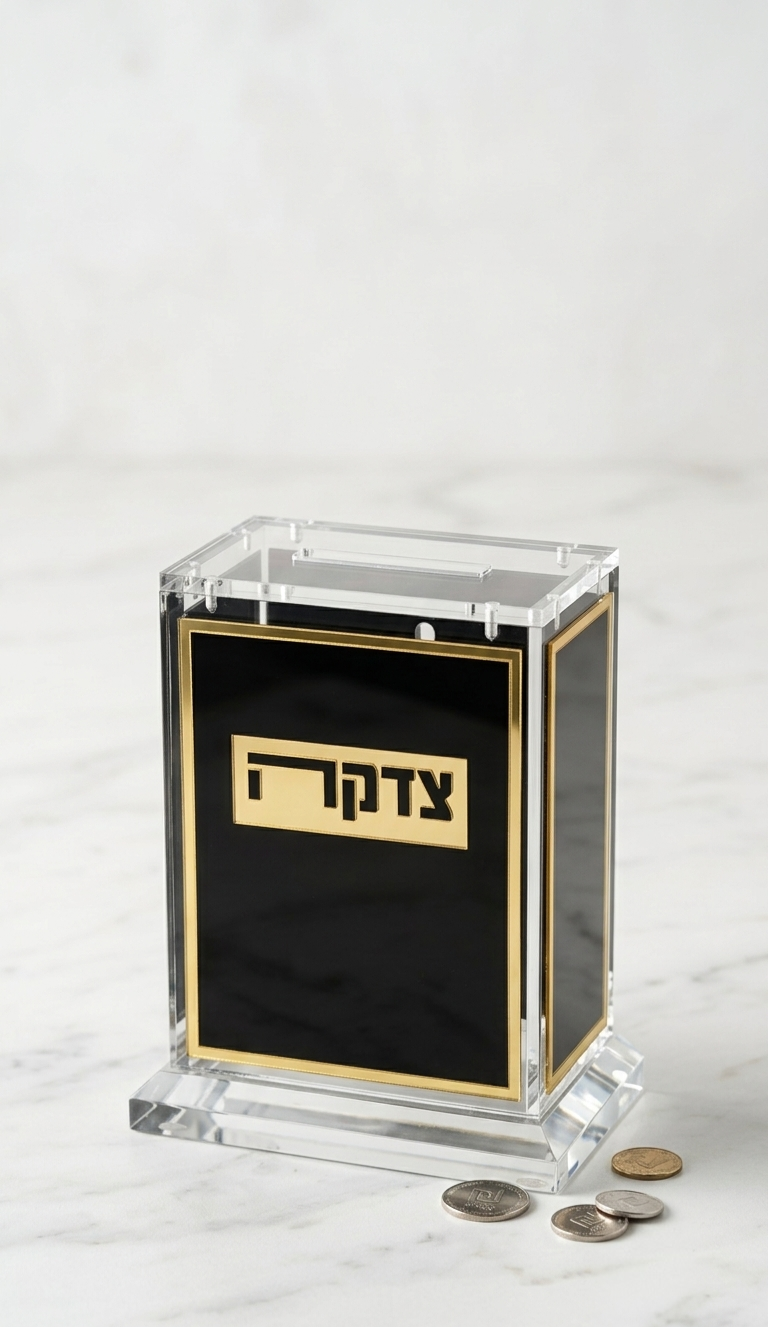 קופת צדקה אקריליק שחור זהב